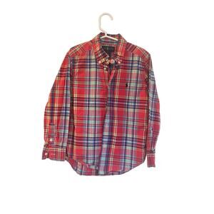 Boy's Ralph Lauren Red Plaid button down shirt sz 6 Polo Pony Logo